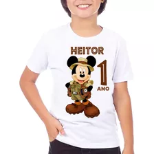 Camiseta Infantil Mickey Safari Personalizada Nome+ Idade