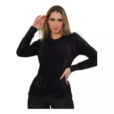 Blusa De Pelinhos Frio Pelúcia Feminina Outono Inverno 