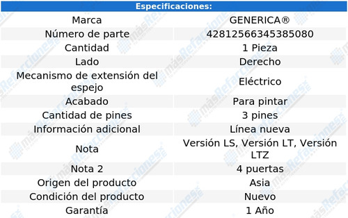 Espejo Chevrolet Aveo 2018 - 2020 Electrico Derecho Rxc Foto 2