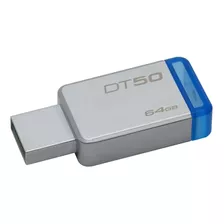 Memoria Usb Kingston Datatraveler 50 Dt50 64gb 3.1 Gen 1 Plateado Y Azul