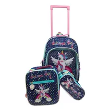 Mochila De Rodinha Unicornio Arcoires 46cm Com Rodinhas