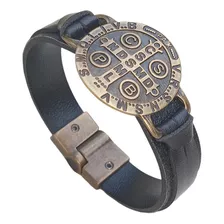 Pulseira Masculina Medalha De São Bento Proteção