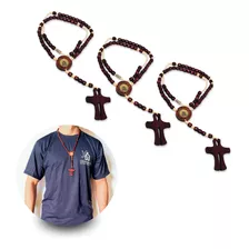 Kit 15 Terço Colar Nossa Senhora Aparecida Madeira Atacado