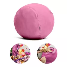 Puff Organizador Infantil Para Bichos De Pelúcia Rosa Claro