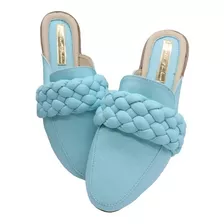 Mules Flats Sandalia Para Mujer Trenza Casual Pastel Moda 16