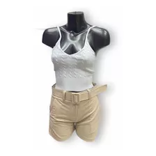 Short De Vestir Para Dama Tiro Alto Con Cinturón Incluido
