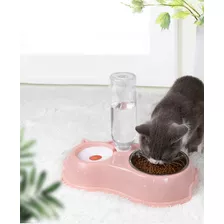 Comedouro E Bebedouro Automático Para Cães E Gatos Filhotes Cor Rosa