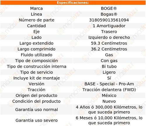 (1) Amortiguador Gas Izq/der Tras 300m V6 3.5l 98/04 Boge Foto 2