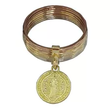Anillo Semanario Con Medalla De San Benito Oro 10k 