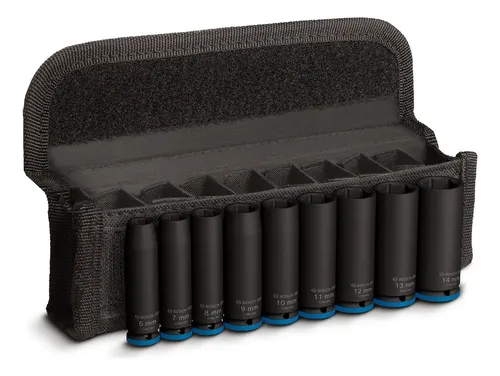Juego D Llave Tubos Bocallaves 50mm Impact Bosch 9 Pcs 1/4 Color Negro/azul