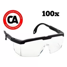 100 Óculos Proteção Epi Segurança Transparente Rj Incolor Ca