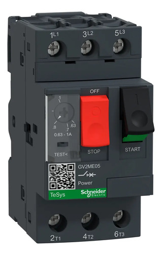 Disjuntor Motor Tripolar Termomagnético 0,63 1a 400/415v 100ka 50/60hz Gv2me05 Schneider Electric 50hz/60hz