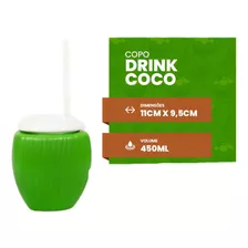 20 Copo Com Canudo Coco Verde