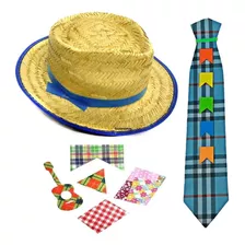 Kit Fantasia Infantil Festa Junina Chapéu Gravatinha Retalho