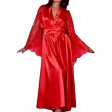 Pijama Camisón Suave Satin Cordón Dama Cómodo Batas Conjunto