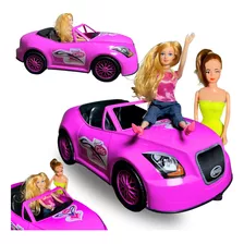 Kit Carro Rosa + 2 Bonecas Menina Brinquedo Grande Divertido