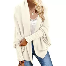 Suéter Feminino Batwing Cable Tricotado Slouchy Wrap