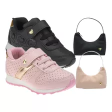 Kit 2 Pares Tenis Infantil Feminino Escolar Sapato Infantil