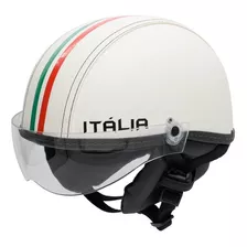 Capacete Esporte Coquinho Scooter Bike Eletrica Com Viseira Cor Branco Tamanho M - Veste 57/58 Viseira Cristal