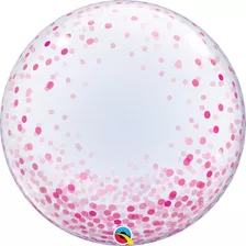 Qualatex - Balão - Bexiga Bubble Confete Rosa - 24 Polegadas