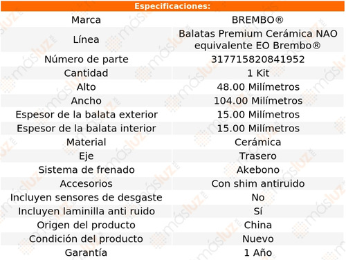 Balatas Cermicas Traseras Highlander 2020/2022 Brembo Foto 2