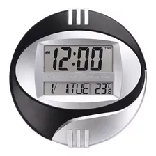 Relógio De Parede 27cm Preto 3885 Alarme Calendário Temp