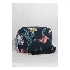 Bandolera Mujer Cuero Pu Lona Flores Correa Desmontable 