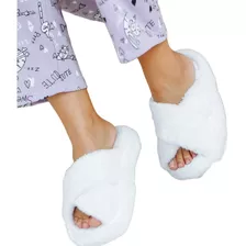 Pantufla Chinela Peluche Super Soft Suave Cruzada 20862a