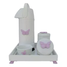 Kit Higiene Porcelana Bebê Menina Térmica K012 Borboleta
