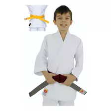 Kimono Judo Trançado Infantil Branco Com Faixa