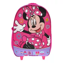 Mochila Con Ruedas Minnie Mouse - Intek Color Fucsia Diseño De La Tela Liso