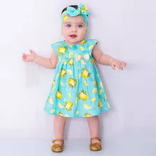 Vestido De Bebê Festa Infantil Tiara 100% Algodão Mundo Nina