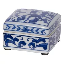 Caja Alhajero De Porcelana Oriental | Blanca Y Azul | Unidad
