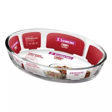 Assadeira De Vidro Travessa Borossilicato Oval 650ml Sanremo