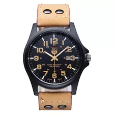 Relógio Masculino Retro Soki Homem Pulseira Couro 