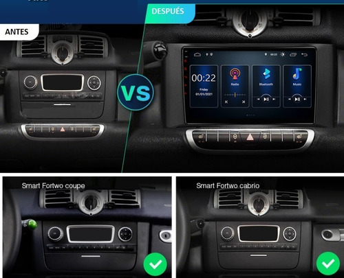 Android Smart Fortwo 2011-2015 Carplay Bluetooth Radio Usb Foto 7