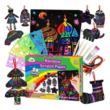  Scratch Paper Art Set Para Niños Piezas Rainbow Magi...