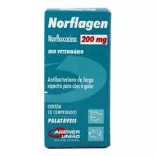 Norflagen 200 Mg Antibacteriano Para Cães E Gatos - 10cp