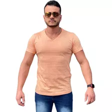 Camisa Masculina Gola V Manga Curta 100% Algodão Tradicional