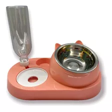 Comedouro Bebedouro Automático Elevado Cão Gato Cachorro Pet Cor Rosa