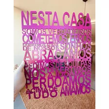 Enfeite Quadro Decorativo Mdf 3d Lettering Rosa Pink 50cm