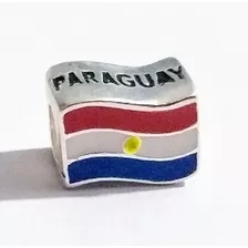 Berloque Bandeira Do Paraguai Prata 925 Maciça Original