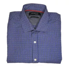 Camisa Marquis Manga Corta Cuadros Azul Talla S / Rabstore