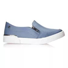 Tênis Feminino Slip On Com Zíper Lateral Kolosh Cor Seal Desenho Do Tecido Liso Tamanho 34