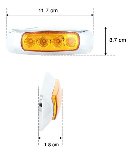 Plafon 4 Led Luz Lateral Fija Estrobo Base Cromo  12-24v F1 Foto 10