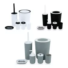 Set Juego 6 Acc Baño Moderno Bicolor Papel Jabón Cepillo Y +