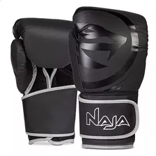 Luva Boxe Muay Thai Naja Black Prata + Bolsa