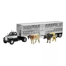 New Ray 1:43 Mack B-61 Jaula Ganadera Puerquera Animales Color Verde Oscuro