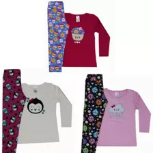 Kit 3 Conjuntos Infantil Menina Meia Estação Roupa Inverno