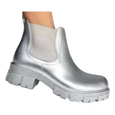 Botas Metalizadas Mujer Goma Lluvia Impermeable Colores